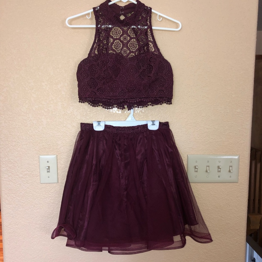 Two piece maroon homecoming/ formal dress